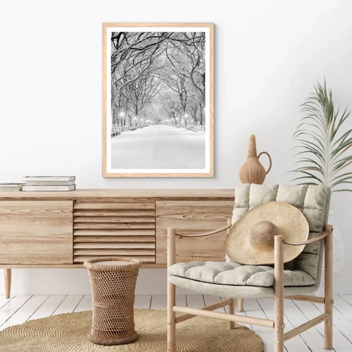 Poster in einem Rahmen aus heller Eiche - Vier Jahreszeiten - Winter - 50x70 cm