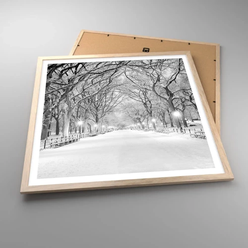 Poster in einem Rahmen aus heller Eiche - Vier Jahreszeiten - Winter - 60x60 cm