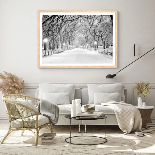 Poster in einem Rahmen aus heller Eiche - Vier Jahreszeiten - Winter - 70x50 cm
