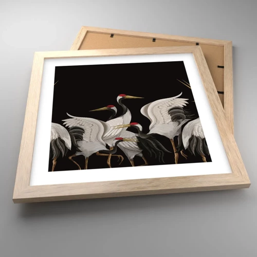 Poster in einem Rahmen aus heller Eiche - Vogelsachen - 30x30 cm