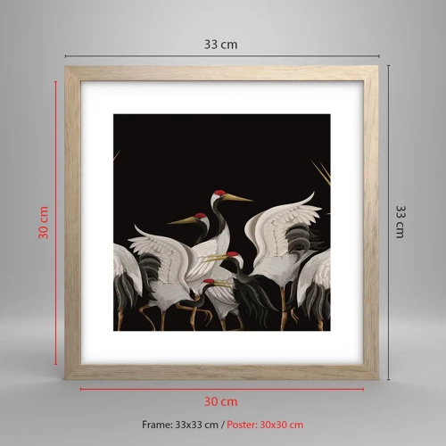 Poster in einem Rahmen aus heller Eiche - Vogelsachen - 30x30 cm
