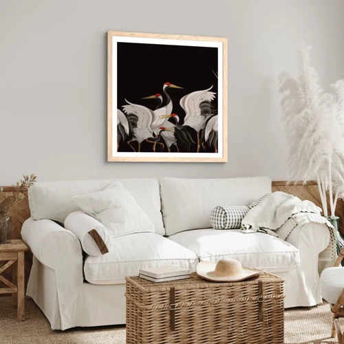 Poster in einem Rahmen aus heller Eiche - Vogelsachen - 40x40 cm