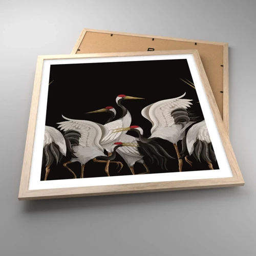 Poster in einem Rahmen aus heller Eiche - Vogelsachen - 50x50 cm