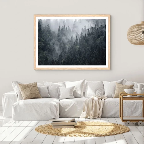 Poster in einem Rahmen aus heller Eiche - Walddämmerung - 100x70 cm