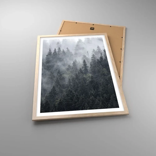 Poster in einem Rahmen aus heller Eiche - Walddämmerung - 50x70 cm