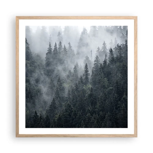 Poster in einem Rahmen aus heller Eiche - Walddämmerung - 60x60 cm