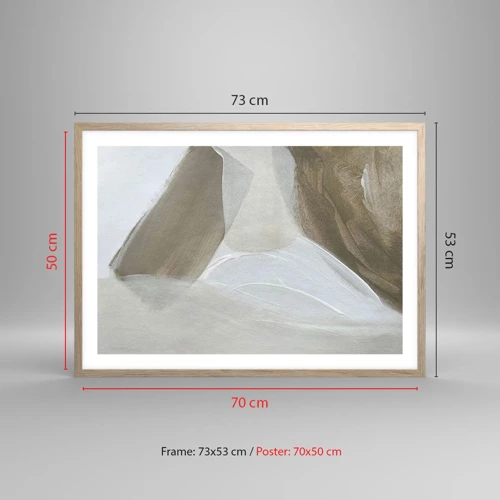 Poster in einem Rahmen aus heller Eiche - Welle aus Weiß - 70x50 cm