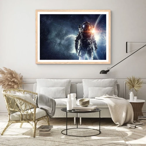 Poster in einem Rahmen aus heller Eiche - Weltraumabenteuer - 50x40 cm