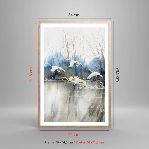 Poster in einem Rahmen aus heller Eiche - Wie im Märchen von den wilden Schwänen - 61x91 cm