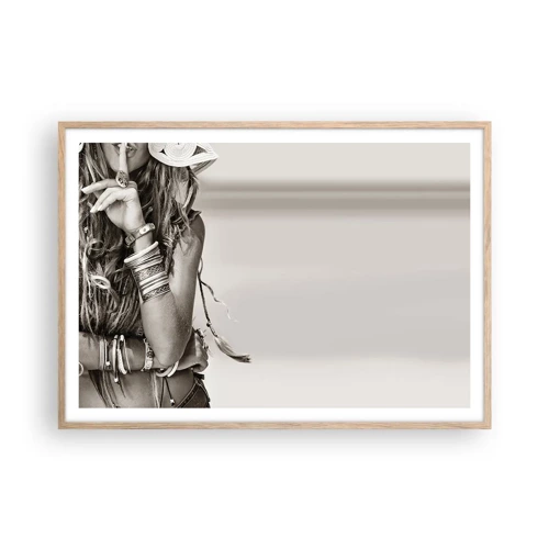 Poster in einem Rahmen aus heller Eiche - Wieso ein Mädchen - 100x70 cm