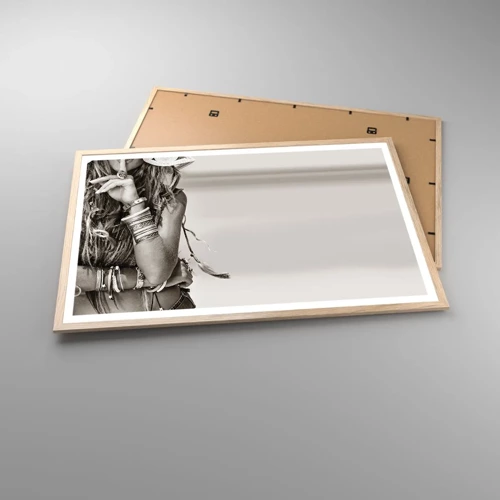 Poster in einem Rahmen aus heller Eiche - Wieso ein Mädchen - 91x61 cm