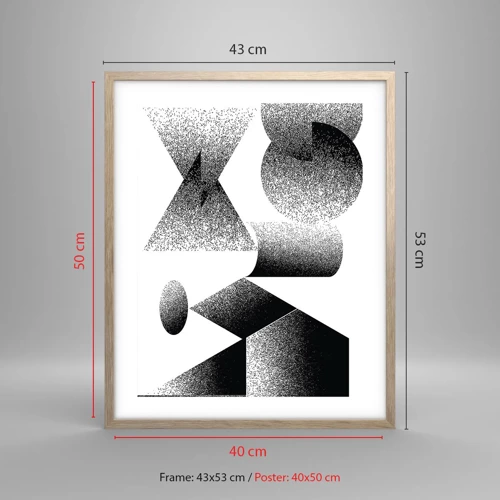 Poster in einem Rahmen aus heller Eiche - Winkel und Ovale - 40x50 cm