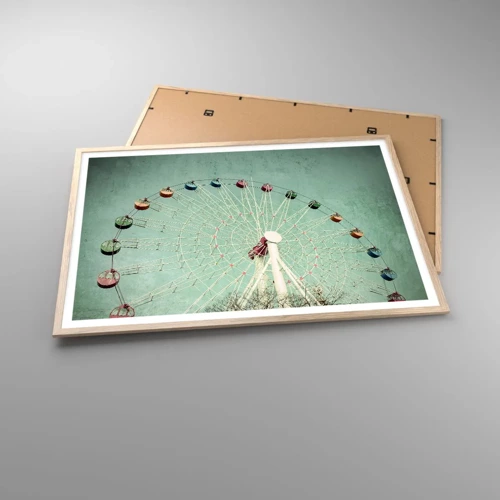 Poster in einem Rahmen aus heller Eiche - Wir laden zum Spiel ein - 100x70 cm