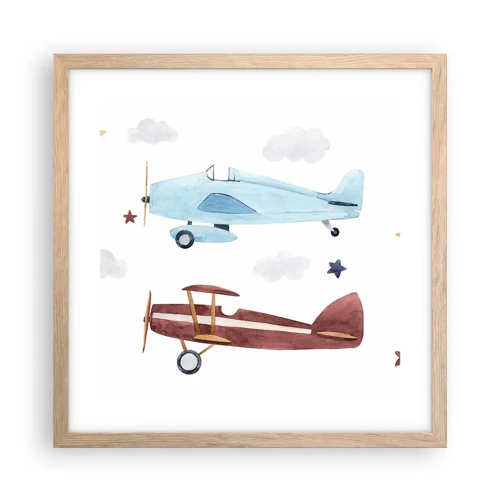 Poster in einem Rahmen aus heller Eiche - Wir warten, Herr Pilot! - 40x40 cm