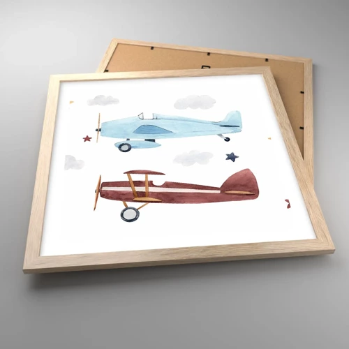 Poster in einem Rahmen aus heller Eiche - Wir warten, Herr Pilot! - 40x40 cm