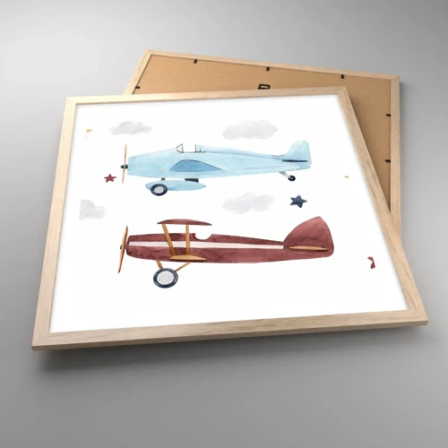 Poster in einem Rahmen aus heller Eiche - Wir warten, Herr Pilot! - 50x50 cm