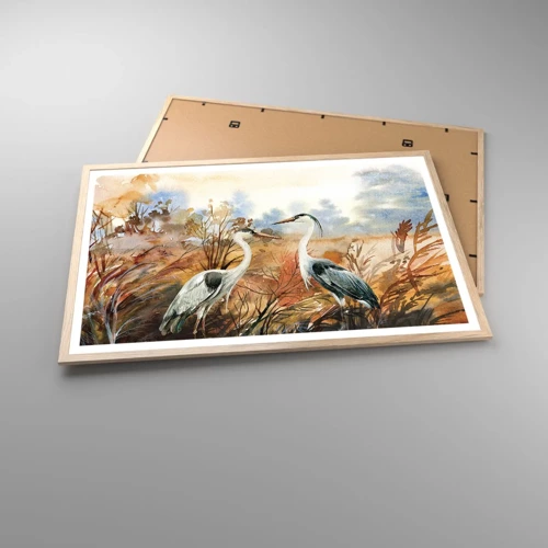 Poster in einem Rahmen aus heller Eiche - Wohin im Herbst? - 91x61 cm