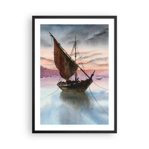 Poster in einem schwarzem Rahmen - Abend am Hafen - 50x70 cm