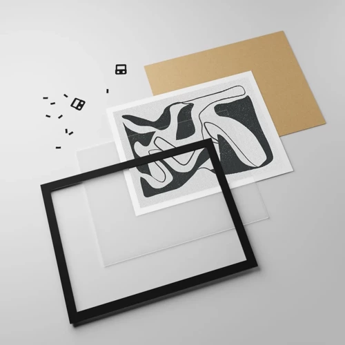 Poster in einem schwarzem Rahmen - Abstraktes Spiel im Labyrinth - 100x70 cm