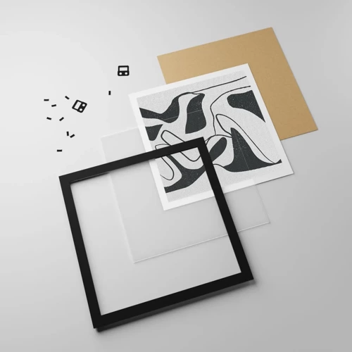 Poster in einem schwarzem Rahmen - Abstraktes Spiel im Labyrinth - 50x50 cm