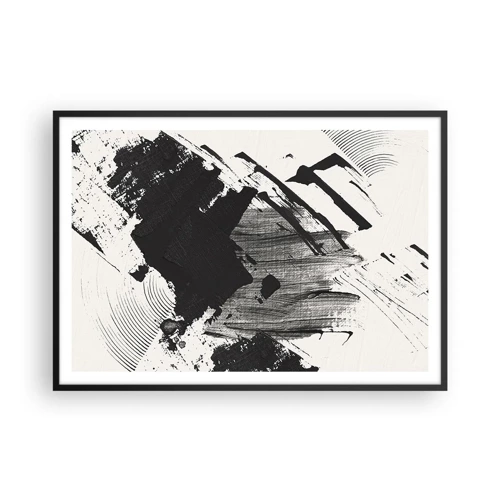 Poster in einem schwarzem Rahmen - Abstraktion – Ausdruck von Schwarz - 100x70 cm