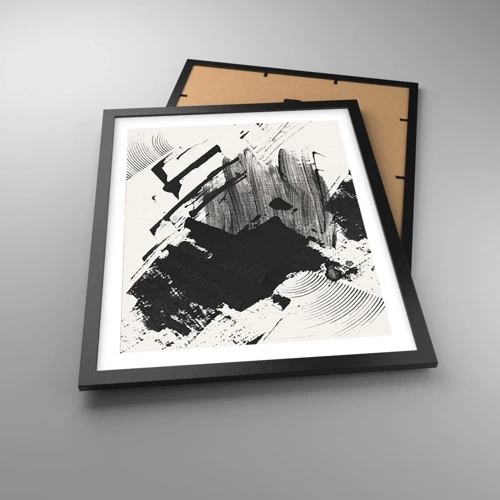 Poster in einem schwarzem Rahmen - Abstraktion – Ausdruck von Schwarz - 40x50 cm