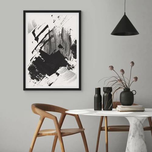 Poster in einem schwarzem Rahmen - Abstraktion – Ausdruck von Schwarz - 70x100 cm