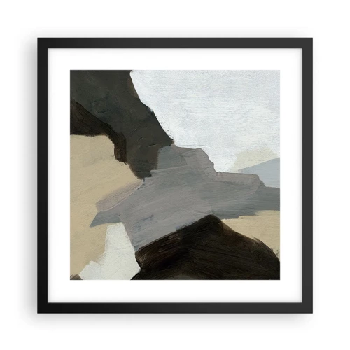 Poster in einem schwarzem Rahmen - Abstraktion: Scheideweg des Graus - 40x40 cm