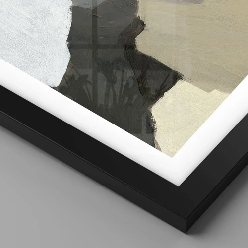 Poster in einem schwarzem Rahmen - Abstraktion: Scheideweg des Graus - 60x60 cm