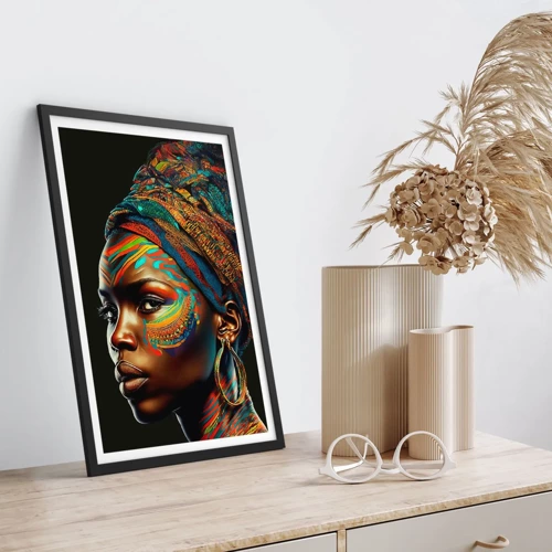 Poster in einem schwarzem Rahmen - Afrikanische Königin - 50x70 cm