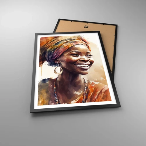 Poster in einem schwarzem Rahmen - Afrikanische Königin - 50x70 cm