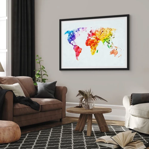 Poster in einem schwarzem Rahmen - Alle Farben der Welt - 100x70 cm
