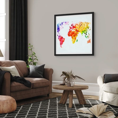 Poster in einem schwarzem Rahmen - Alle Farben der Welt - 50x50 cm