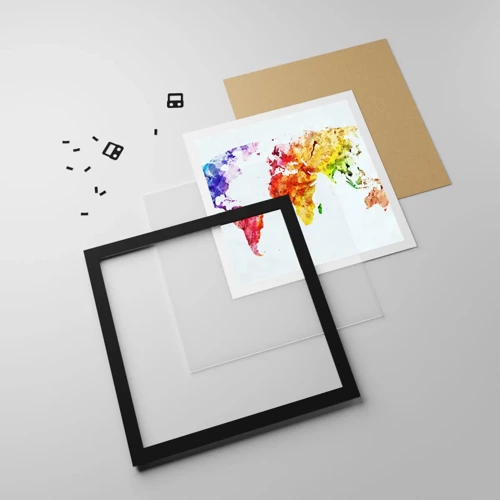 Poster in einem schwarzem Rahmen - Alle Farben der Welt - 60x60 cm