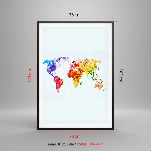 Poster in einem schwarzem Rahmen - Alle Farben der Welt - 70x100 cm