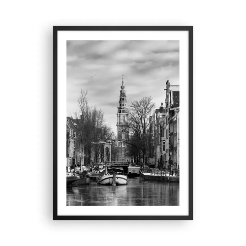 Poster in einem schwarzem Rahmen - Amsterdamer Atmosphäre - 50x70 cm