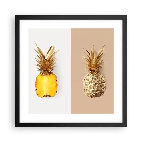 Poster in einem schwarzem Rahmen - Ananas für uns - 40x40 cm