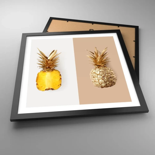 Poster in einem schwarzem Rahmen - Ananas für uns - 40x40 cm