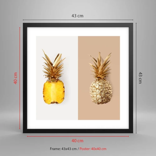 Poster in einem schwarzem Rahmen - Ananas für uns - 40x40 cm