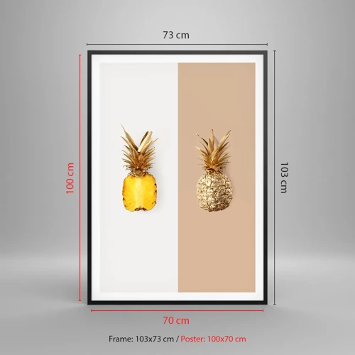 Poster in einem schwarzem Rahmen - Ananas für uns - 70x100 cm