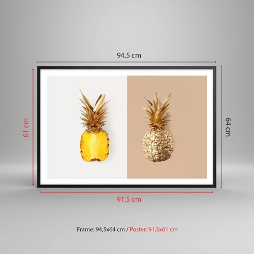 Poster in einem schwarzem Rahmen - Ananas für uns - 91x61 cm