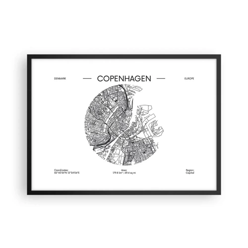 Poster in einem schwarzem Rahmen - Anatomie von Kopenhagen - 70x50 cm