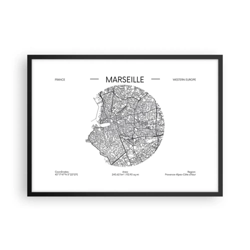 Poster in einem schwarzem Rahmen - Anatomie von Marseille - 70x50 cm