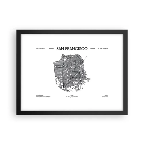 Poster in einem schwarzem Rahmen - Anatomie von San Francisco - 40x30 cm