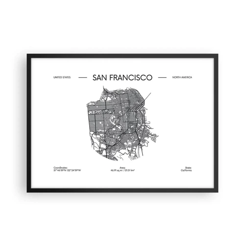 Poster in einem schwarzem Rahmen - Anatomie von San Francisco - 70x50 cm