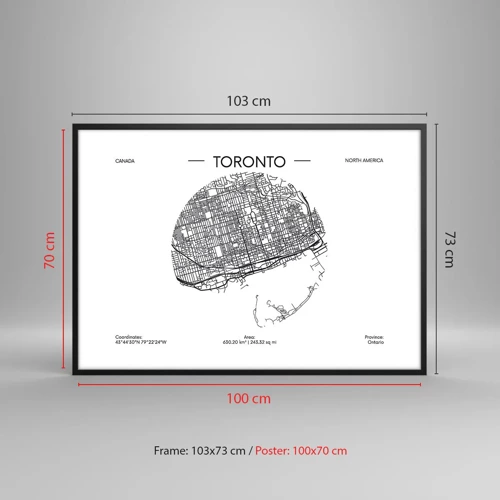 Poster in einem schwarzem Rahmen - Anatomie von Toronto - 100x70 cm