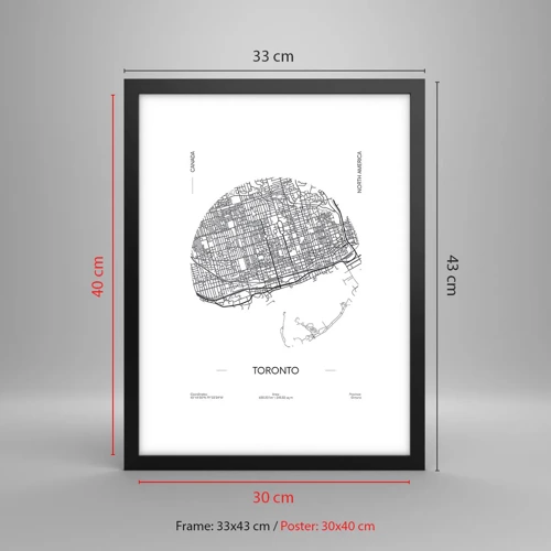 Poster in einem schwarzem Rahmen - Anatomie von Toronto - 30x40 cm