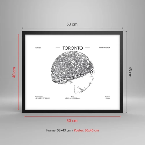 Poster in einem schwarzem Rahmen - Anatomie von Toronto - 50x40 cm