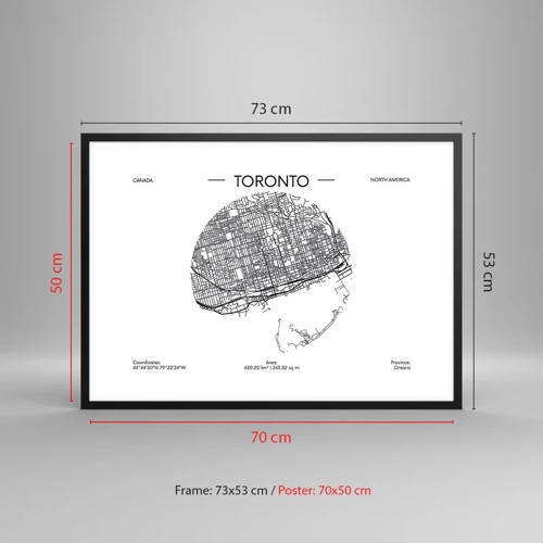 Poster in einem schwarzem Rahmen - Anatomie von Toronto - 70x50 cm