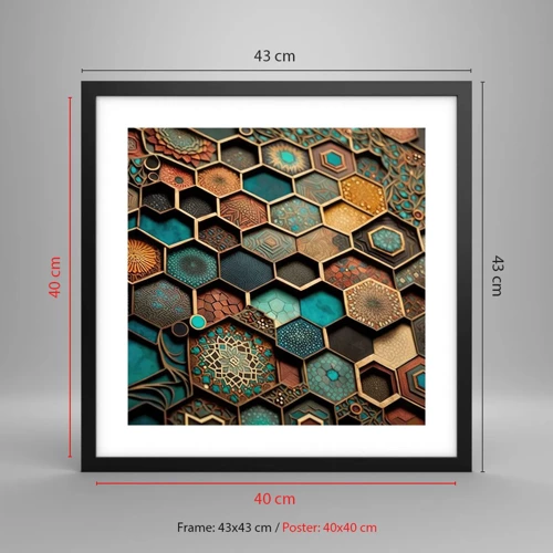 Poster in einem schwarzem Rahmen - Arabische Ornamente – Variation - 40x40 cm